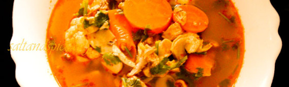 Tom Yum Chicken (Tom Yum Gai) Soup With Vegetables